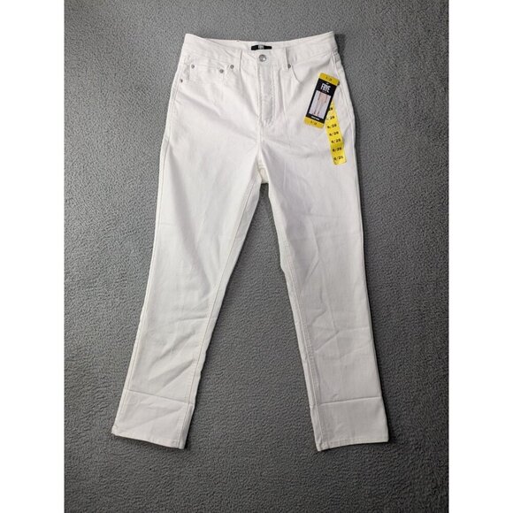 Frye Cropped Jeans Womens 6/28 Ivory Pants High Rise Cuffed Uncuffed Stretch - Picture 1 of 15